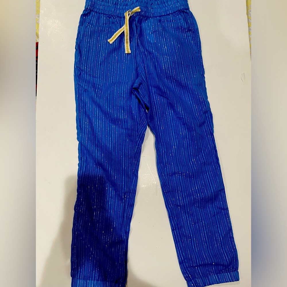 Girls JCrew pants with silver thin stripes